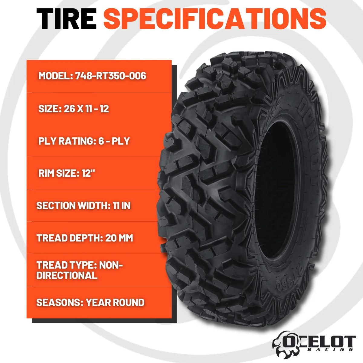 26 x 11 - 12 ATV/UTV Tire X179