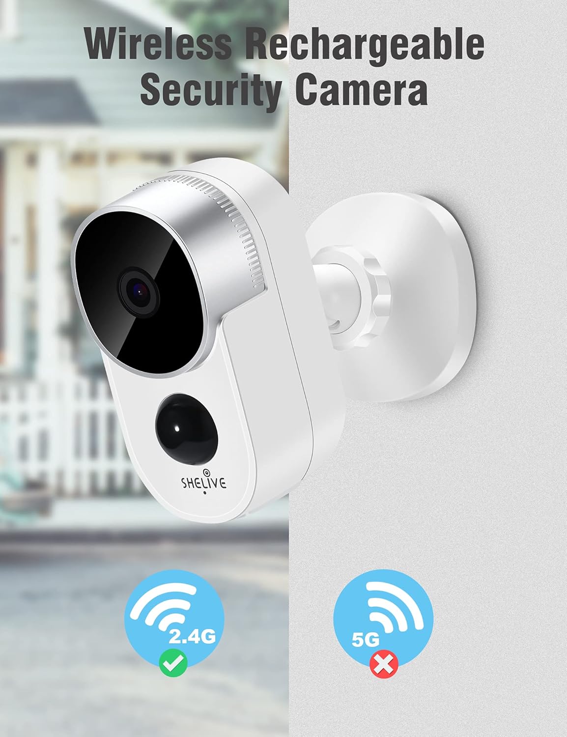 Wireless Rechargeable Battery Security Camera 1080P HD Waterproof Night Vision W459
