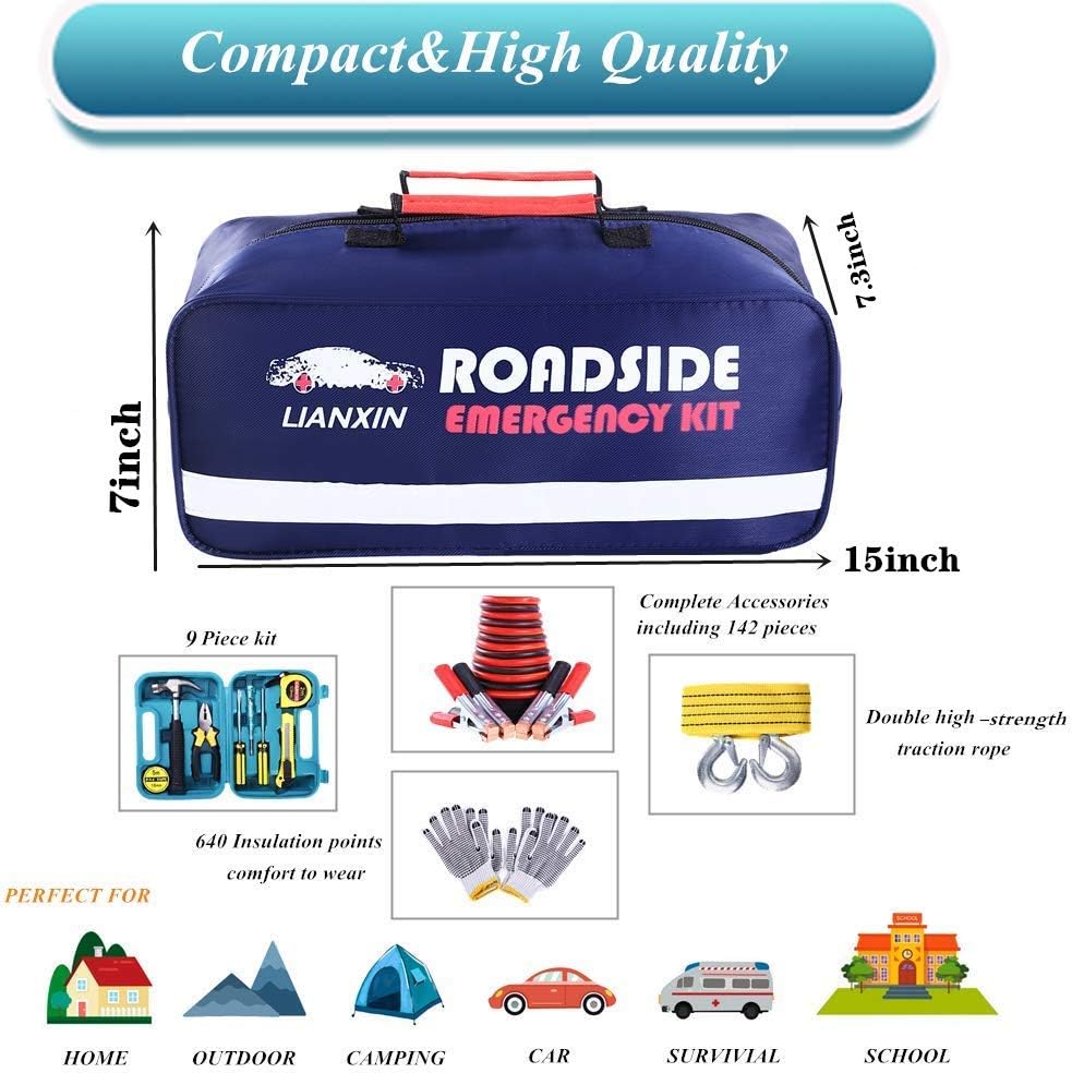 Roadside Assistance Emergency Kit 142 Pieces K85605