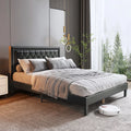 PU Leather Upholstered Platform Bed Frame Full/Queen Size Black D706916