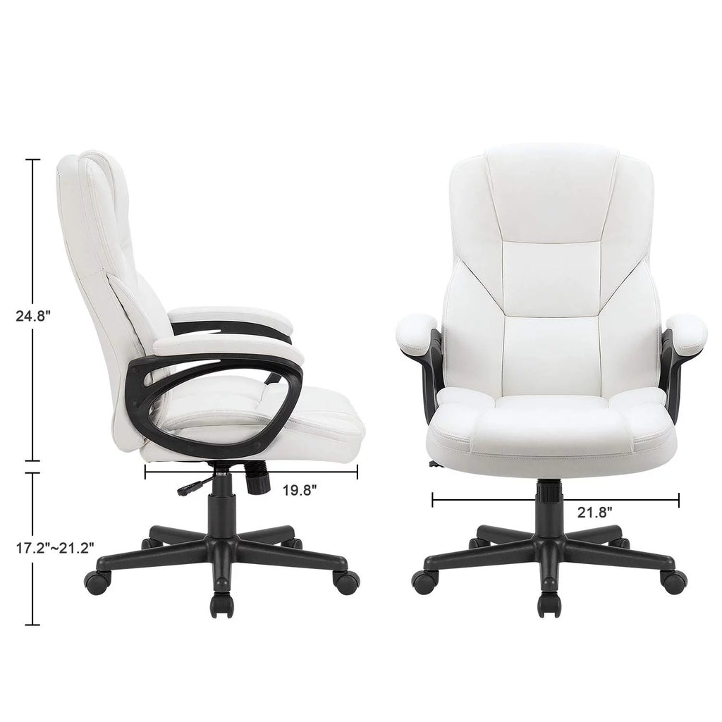 Black Faux Leather High-Back Executive Office Chair with Lumbar Support A28031