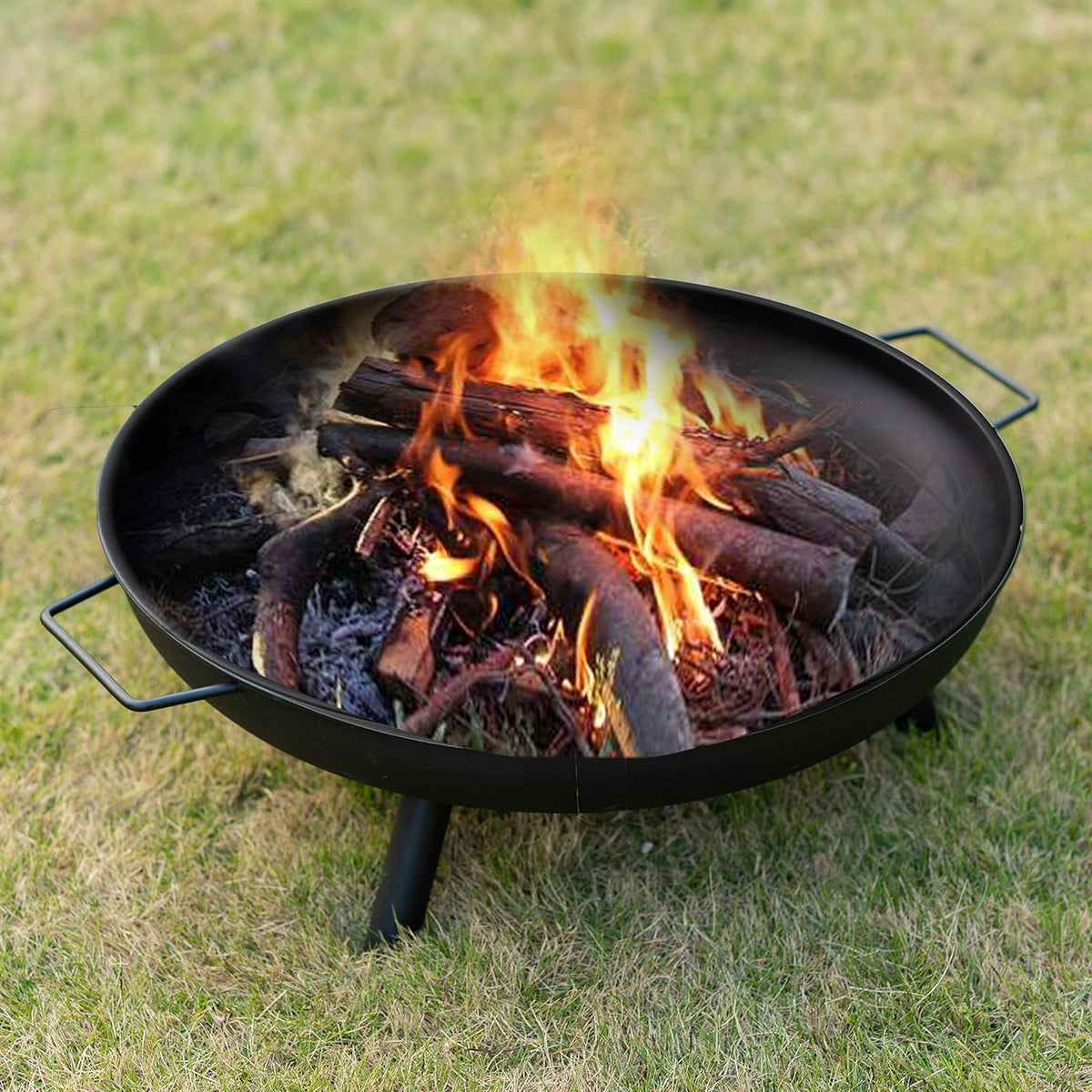 Round Metal Fire Pit Bowl with Handles Q905538