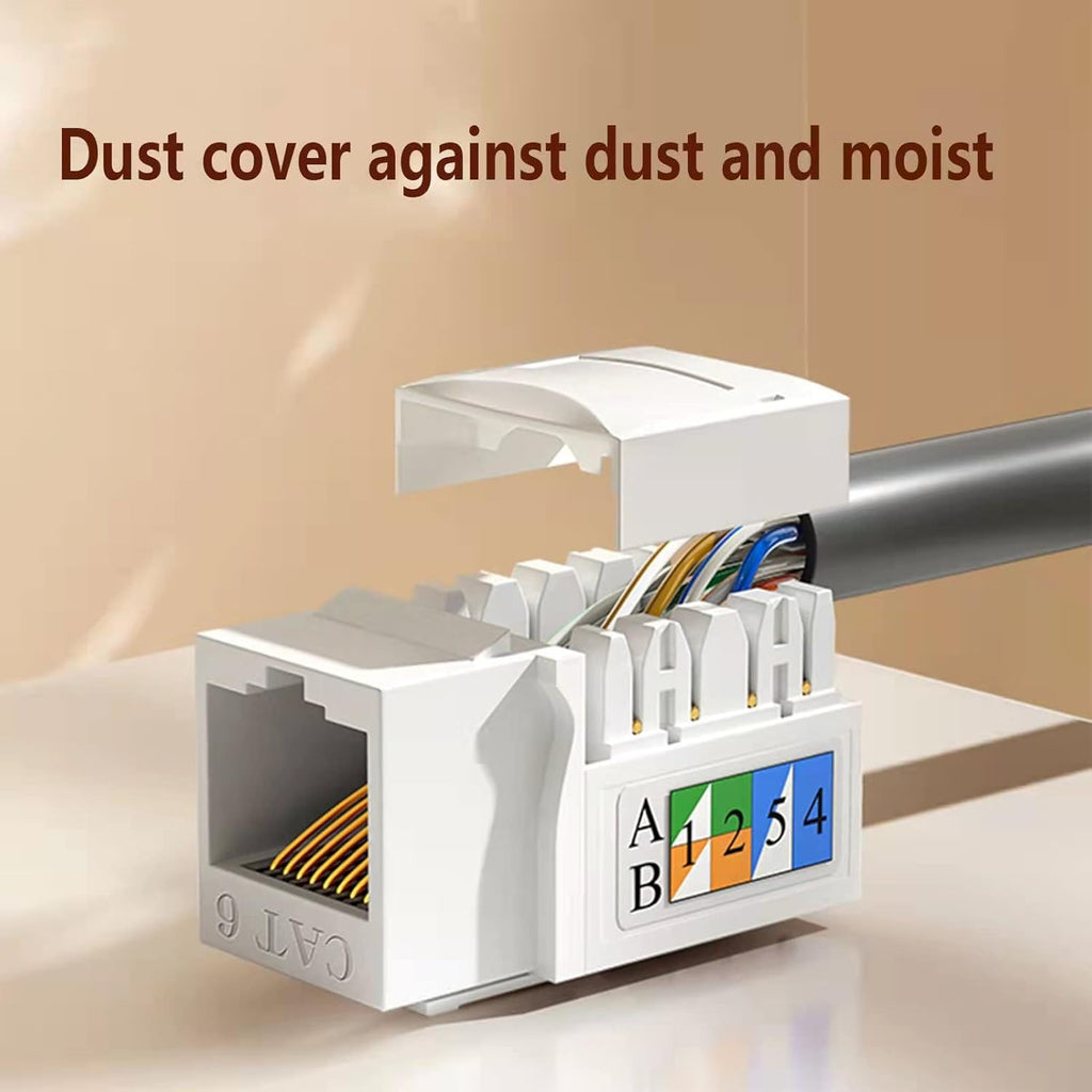 Cat6 RJ45 Keystone Jack Punch Down Connector 50-Pack White Q9815