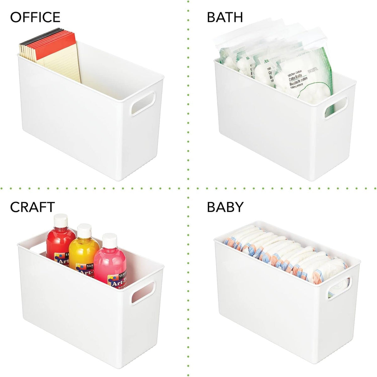 White 8 Pack Plastic Storage Organizer Bin P115