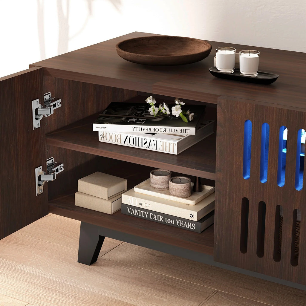 Mid Century Modern TV Stand with Storage and Cable Management Holes B12282