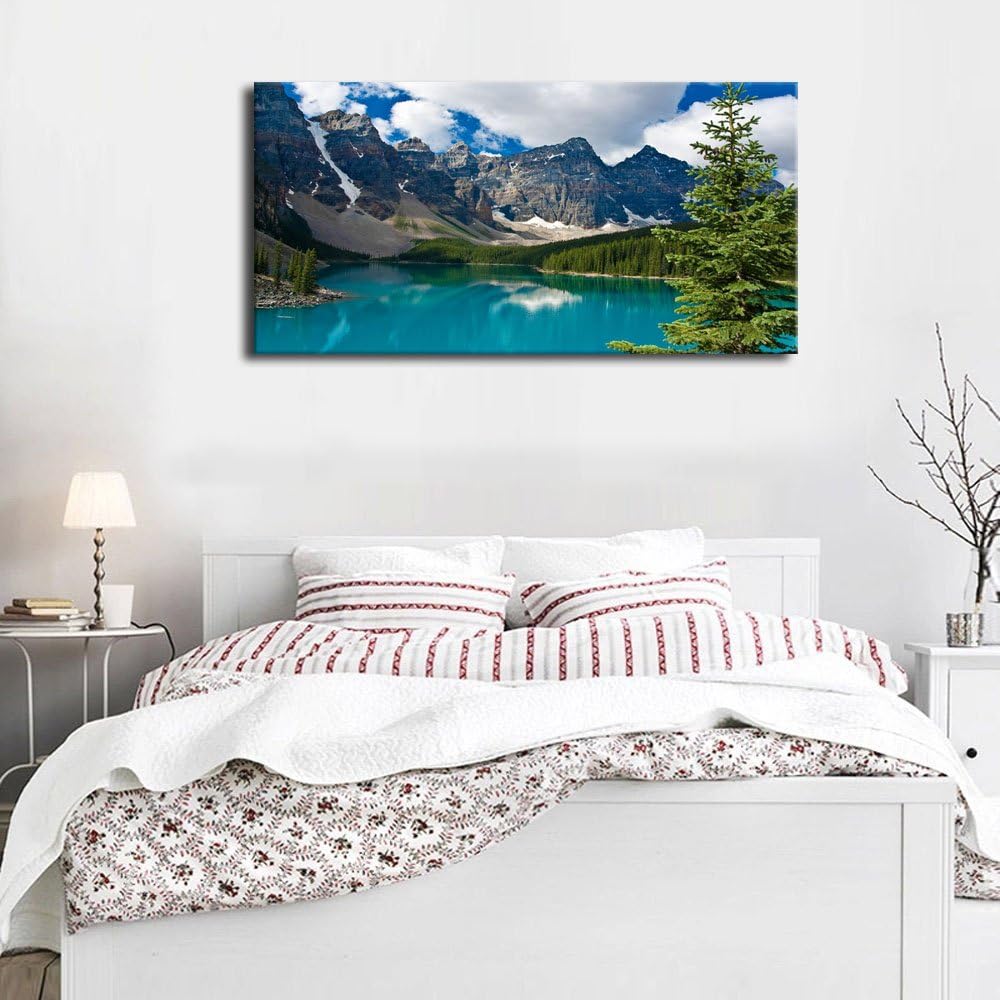 Large Moraine Lake Nature Canvas Wall Art Framed 20 x 40 B906599