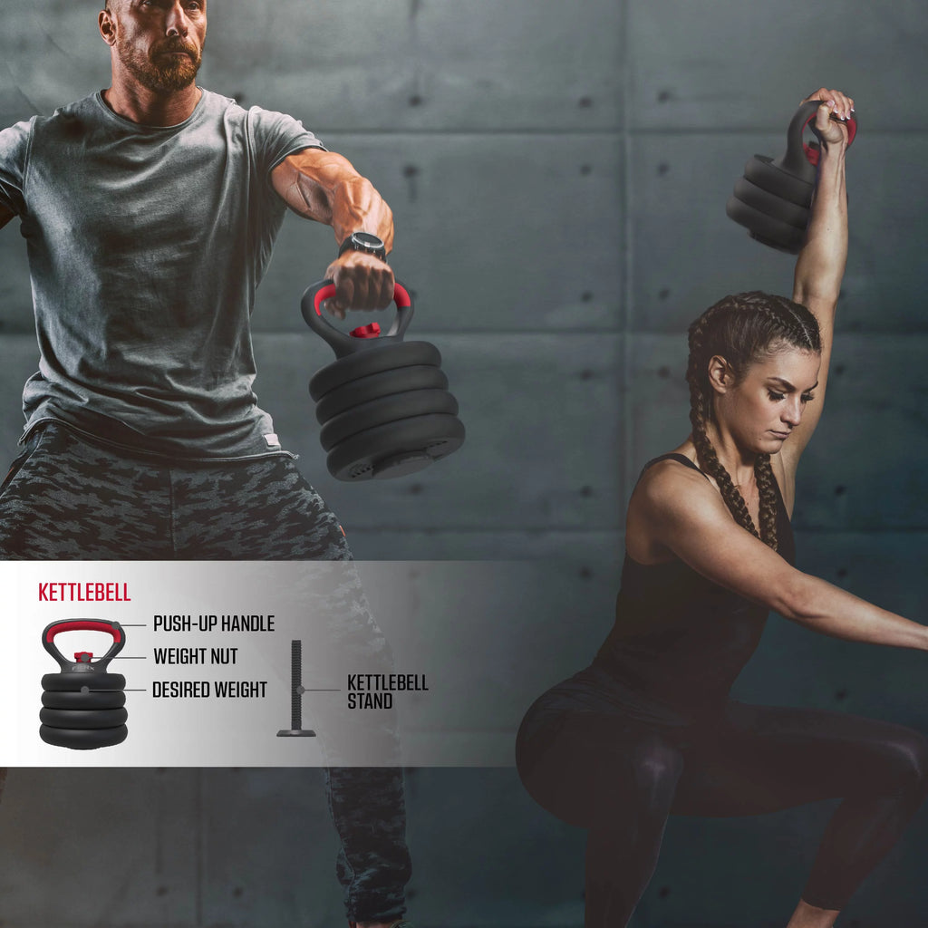 60 lbs. 4-in-1 Adjustable Dumbbell, Barbell, and Kettlebell Weight Set W3024