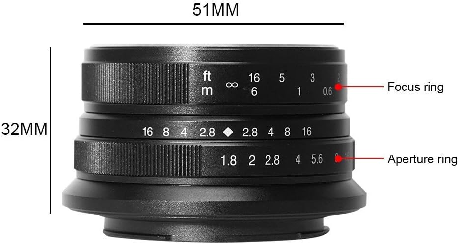 25mm F1.8 APS-C Manual Focus Fixed Lens - Black M243