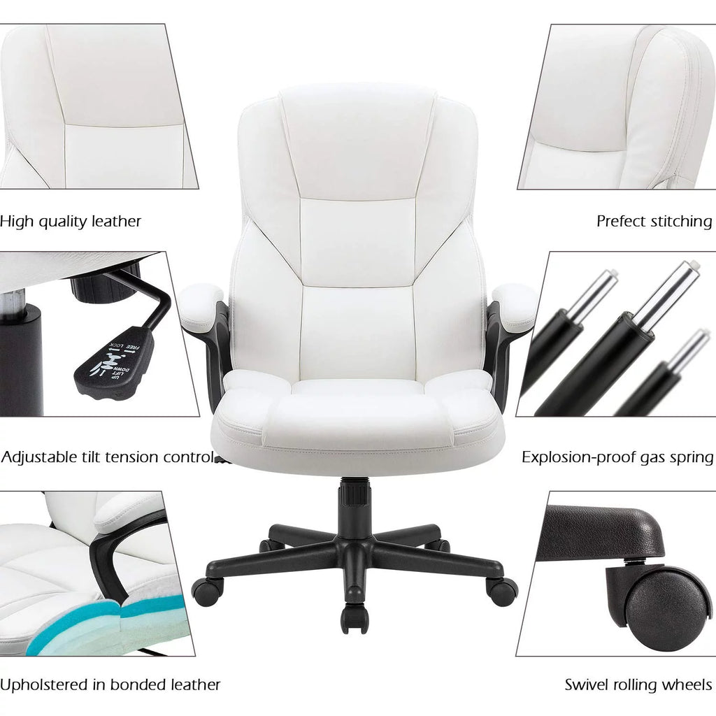 Black Faux Leather High-Back Executive Office Chair with Lumbar Support A28031