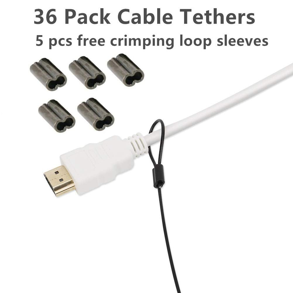 24 Pack Black 12 inch Cable Adapter Tether X1517