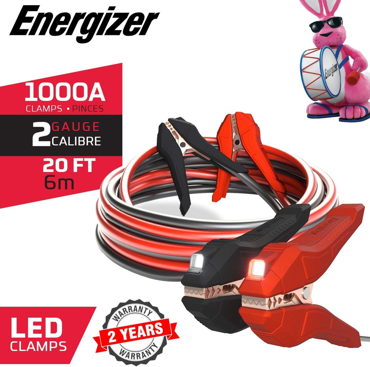 Heavy Duty Jumper Cables with LED Lights and Carrying Bag C9227