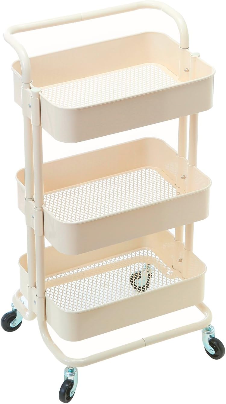 3 Tier Metal Rolling Cart with Handles X2569