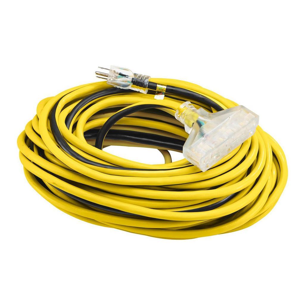100 ft. 12/3 Gauge Multiple Outlet Extension Cord with Indicator Light, Yellow, Black T510