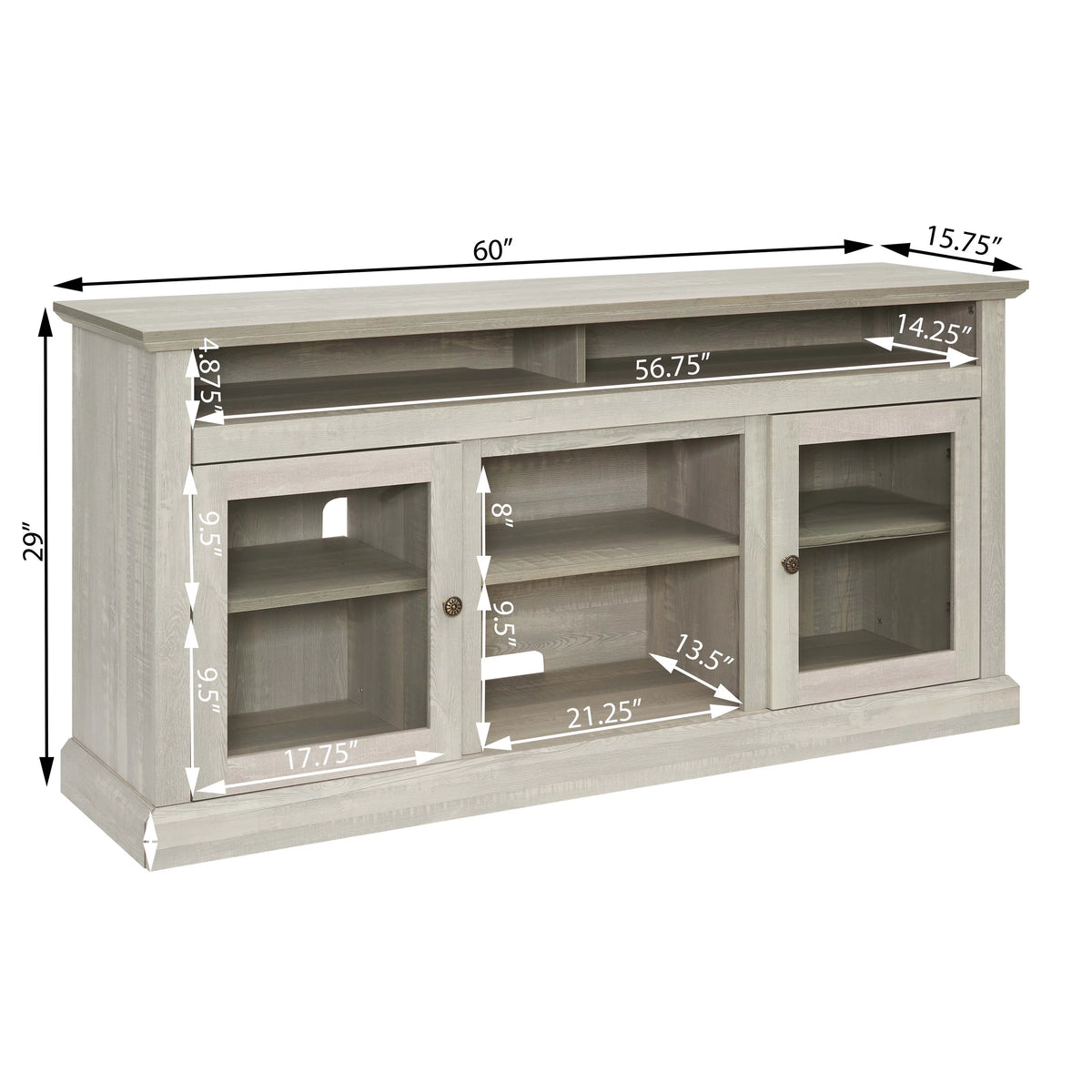 Espresso TV Stand with Storage and Cabinet U416798