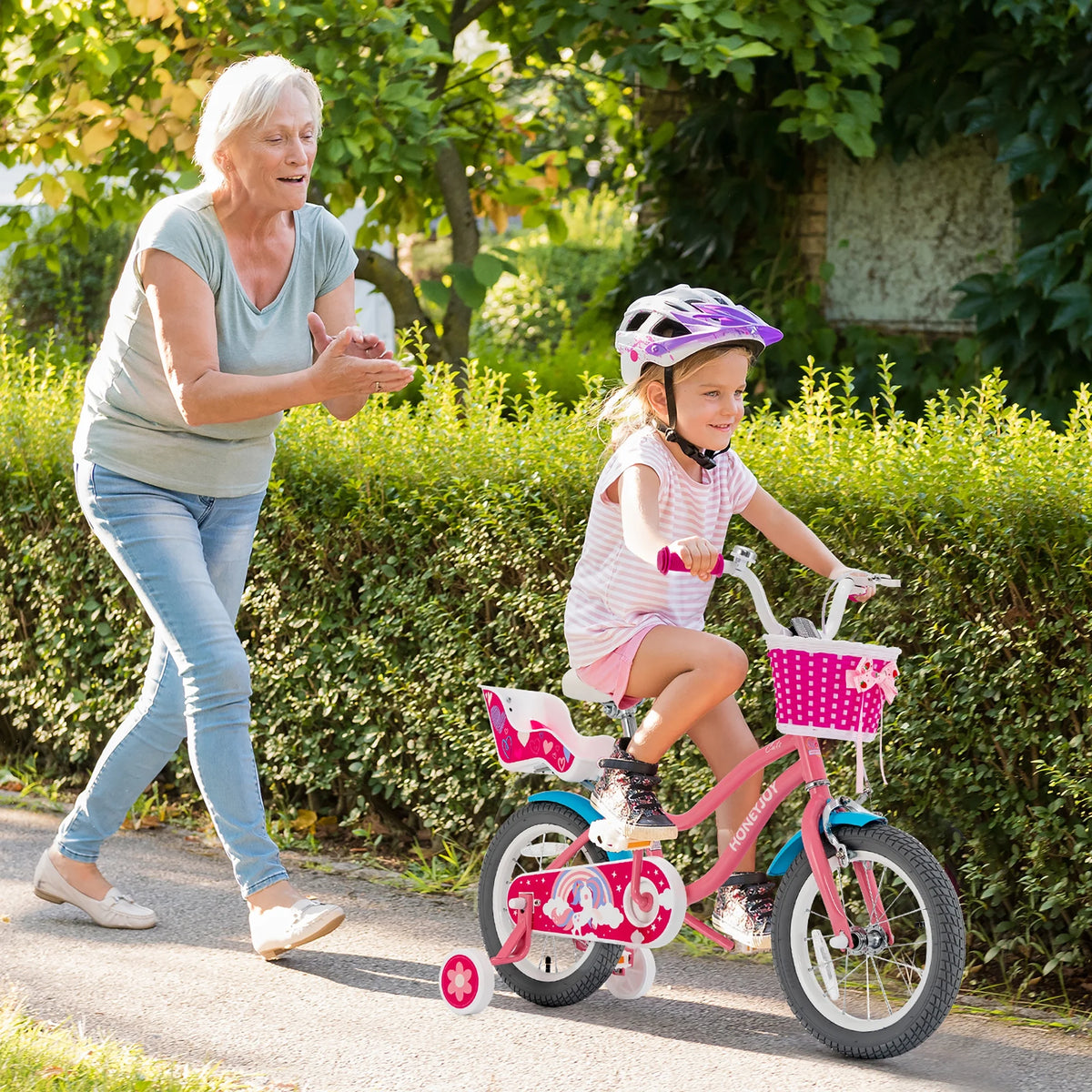 14 Inches Kids Bicycle with Training Wheels and Basket F4946