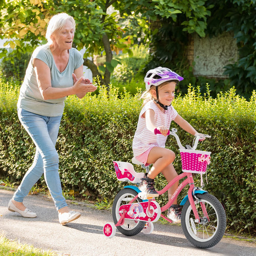 14 Inches Kids Bicycle with Training Wheels and Basket F4946