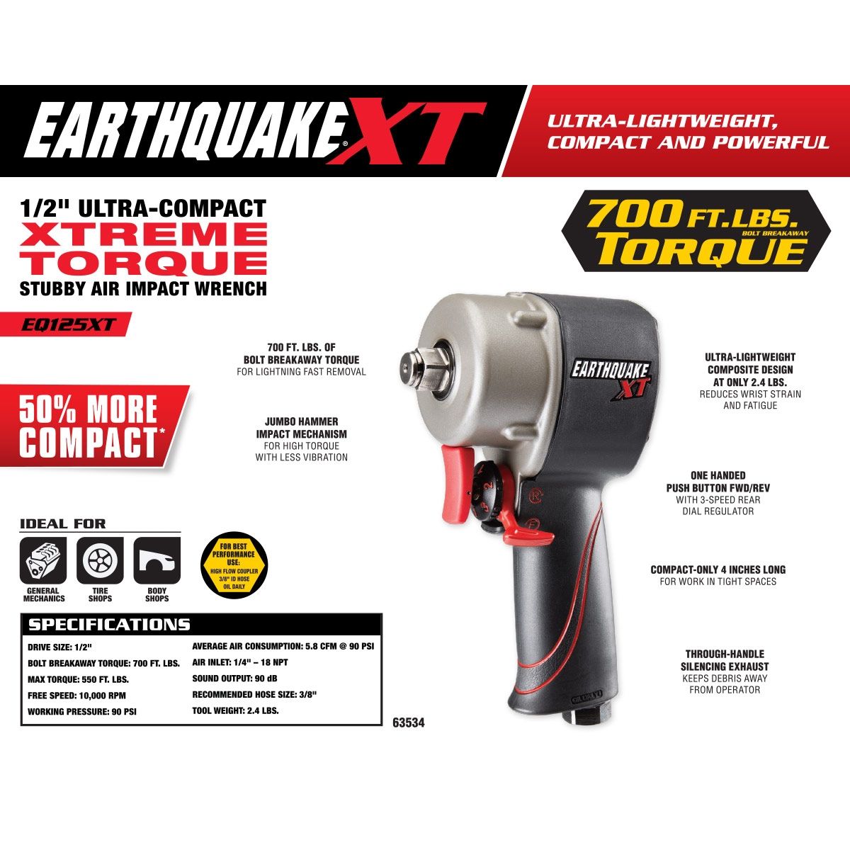 1/2 in. Stubby Air Impact Wrench K2443