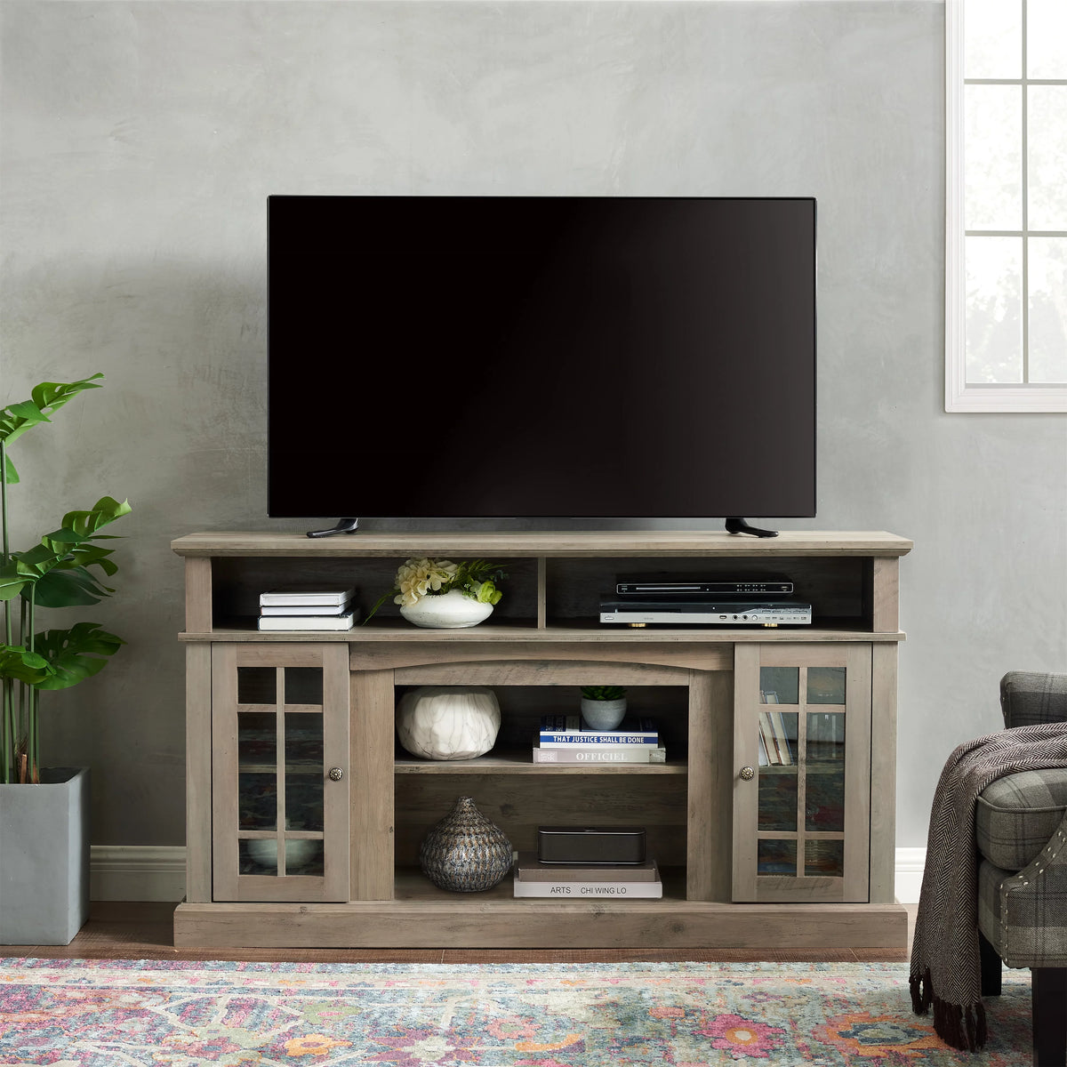 Espresso TV Stand with Storage and Cabinet U416798