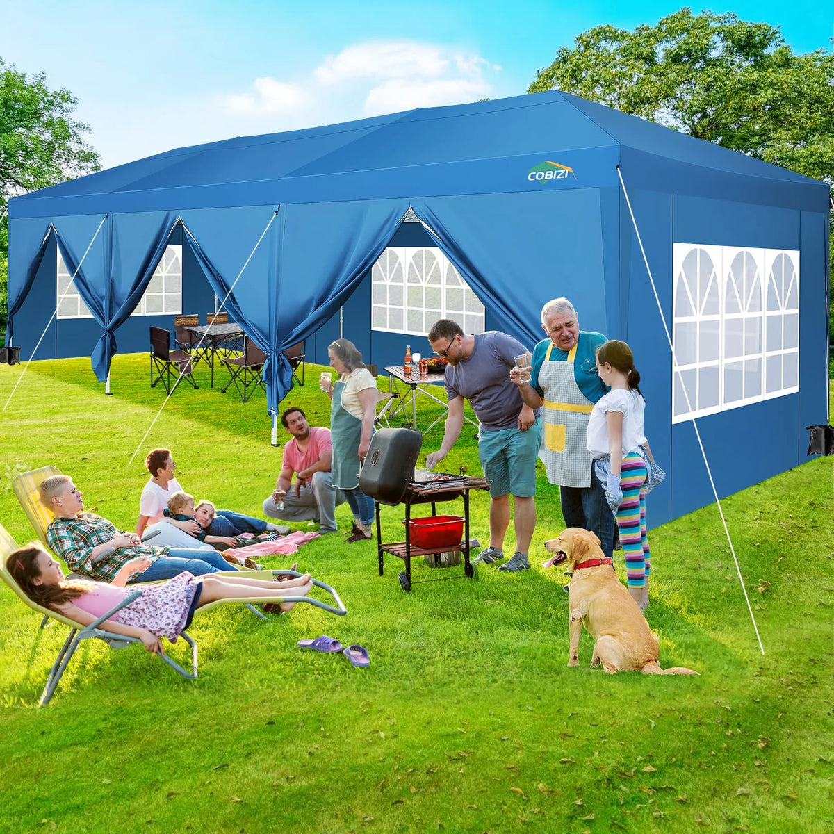10x10ft Waterproof Popup Canopy with 4 Sidewalls Black X70121
