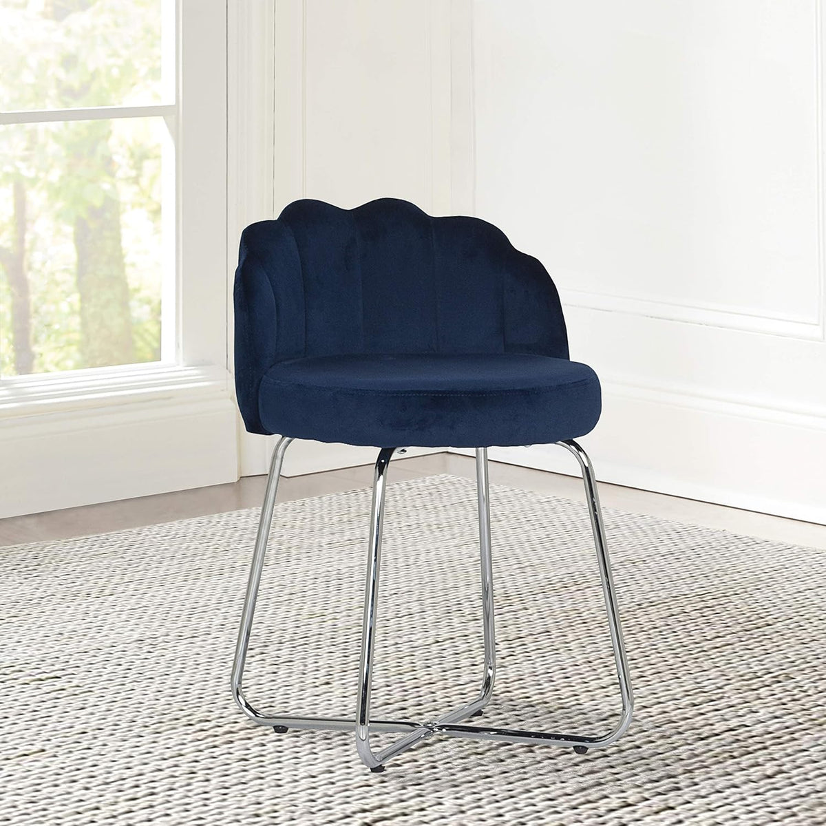 Dark Gray Metal Vanity Stool O278996