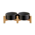 Black Ceramic Elevated Double Diner Pet Bowl T9974