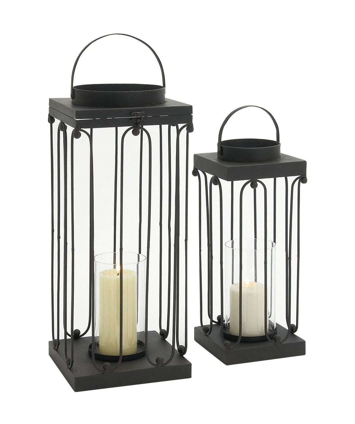 Metal Glass Candle Lantern Set of 2 V432957