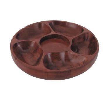 6 Compartment Carved Wooden Appetizer Platter P1953