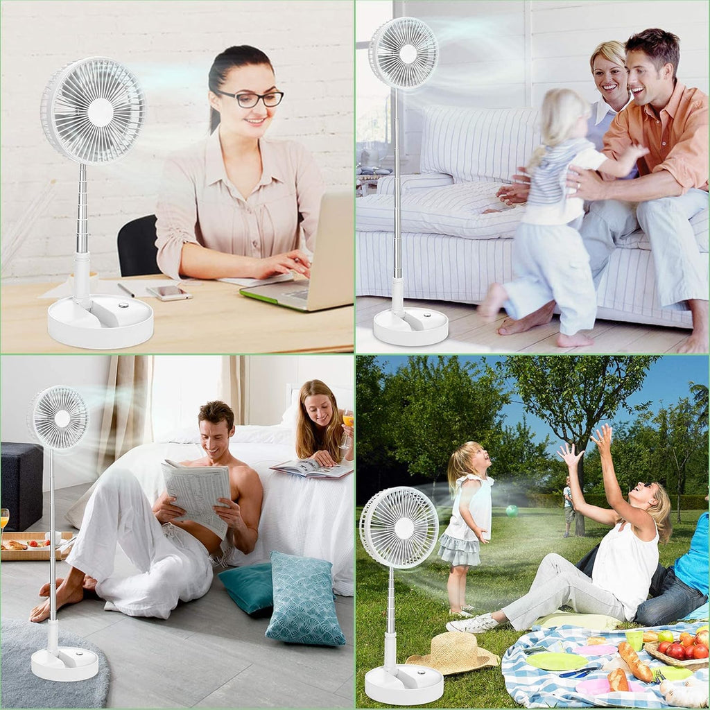 Portable Foldable Standing Fan with Remote, 7200mah USB Quiet Fan, White W5148