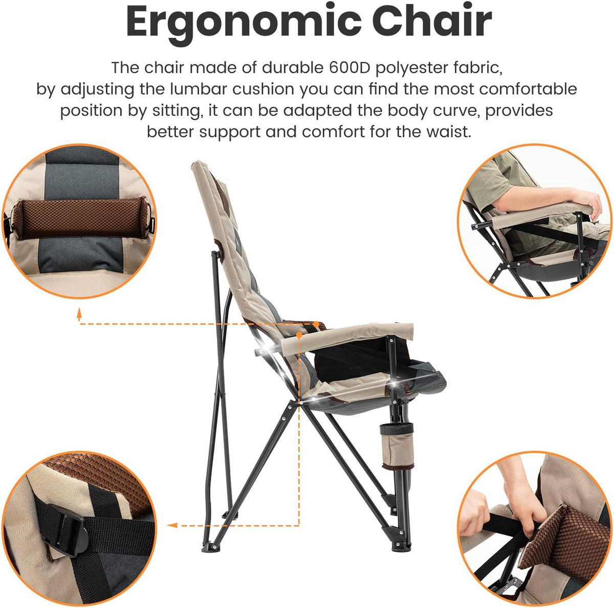 Folding Camp Chair with Lumbar Support N111