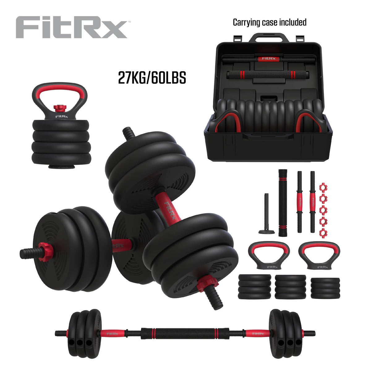 60 lbs. 4-in-1 Adjustable Dumbbell, Barbell, and Kettlebell Weight Set W3024