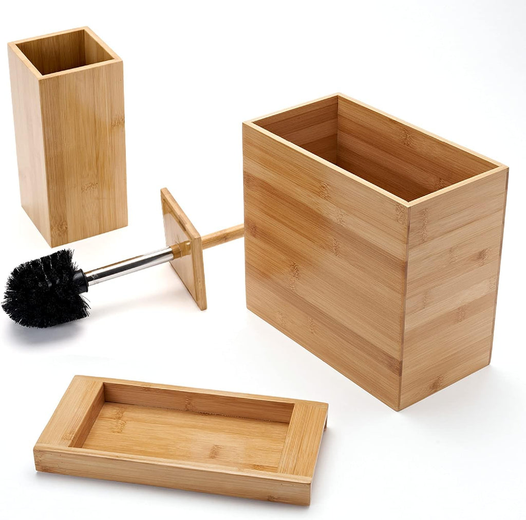 Bamboo Bathroom Trash Can 3 Piece Set A971