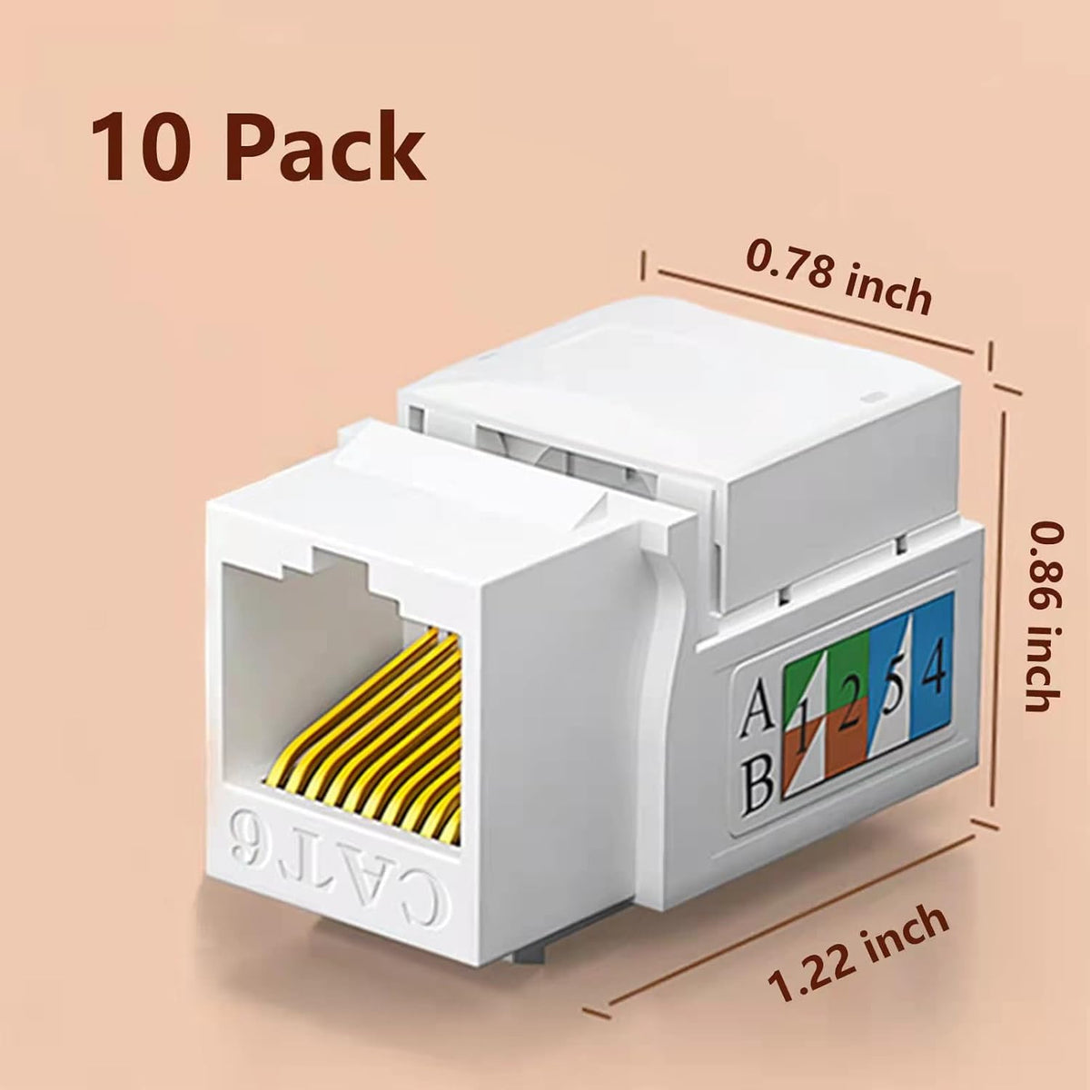 Cat6 RJ45 Keystone Jack Punch Down Connector 50-Pack White Q9815