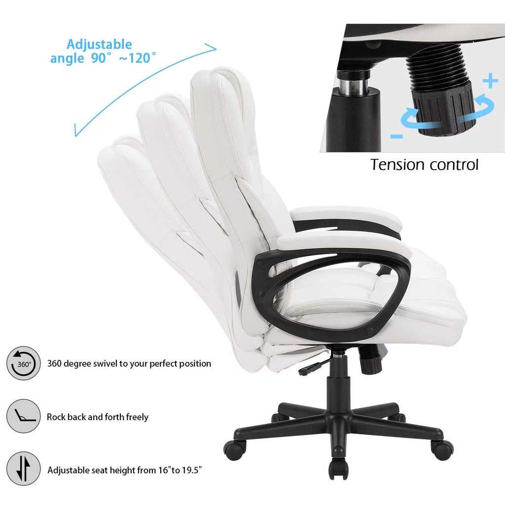 Black Faux Leather High-Back Executive Office Chair with Lumbar Support A28031