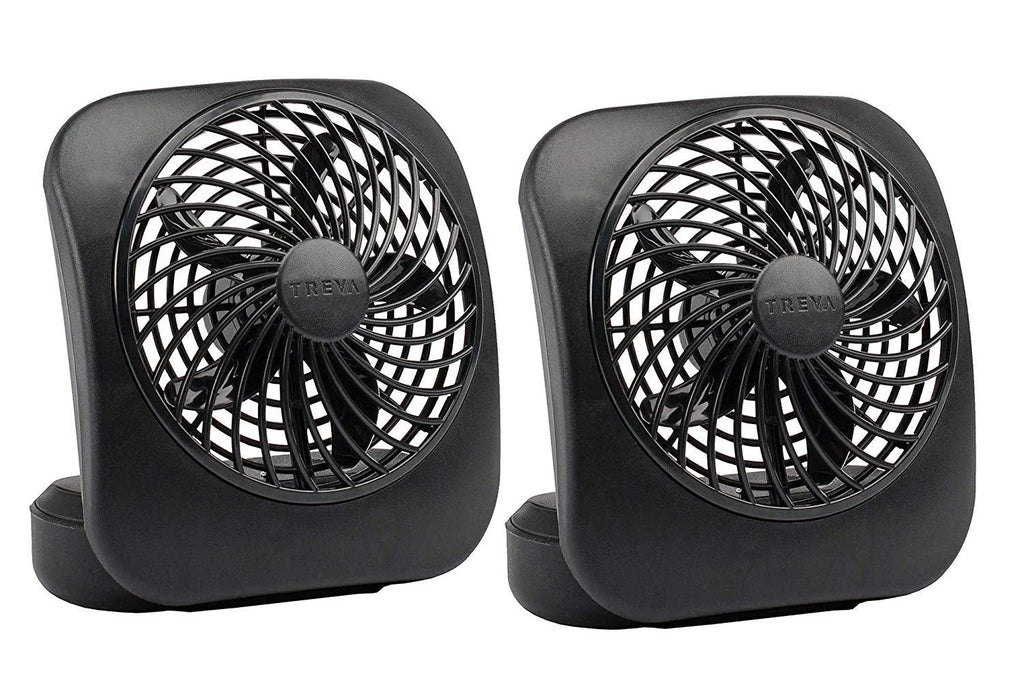5 inch Portable Battery Powered 2 Speed Desktop Fan, Gray, 2 Pack C991