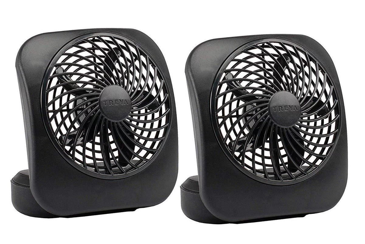 5 inch Portable Battery Powered 2 Speed Desktop Fan, Gray, 2 Pack C991