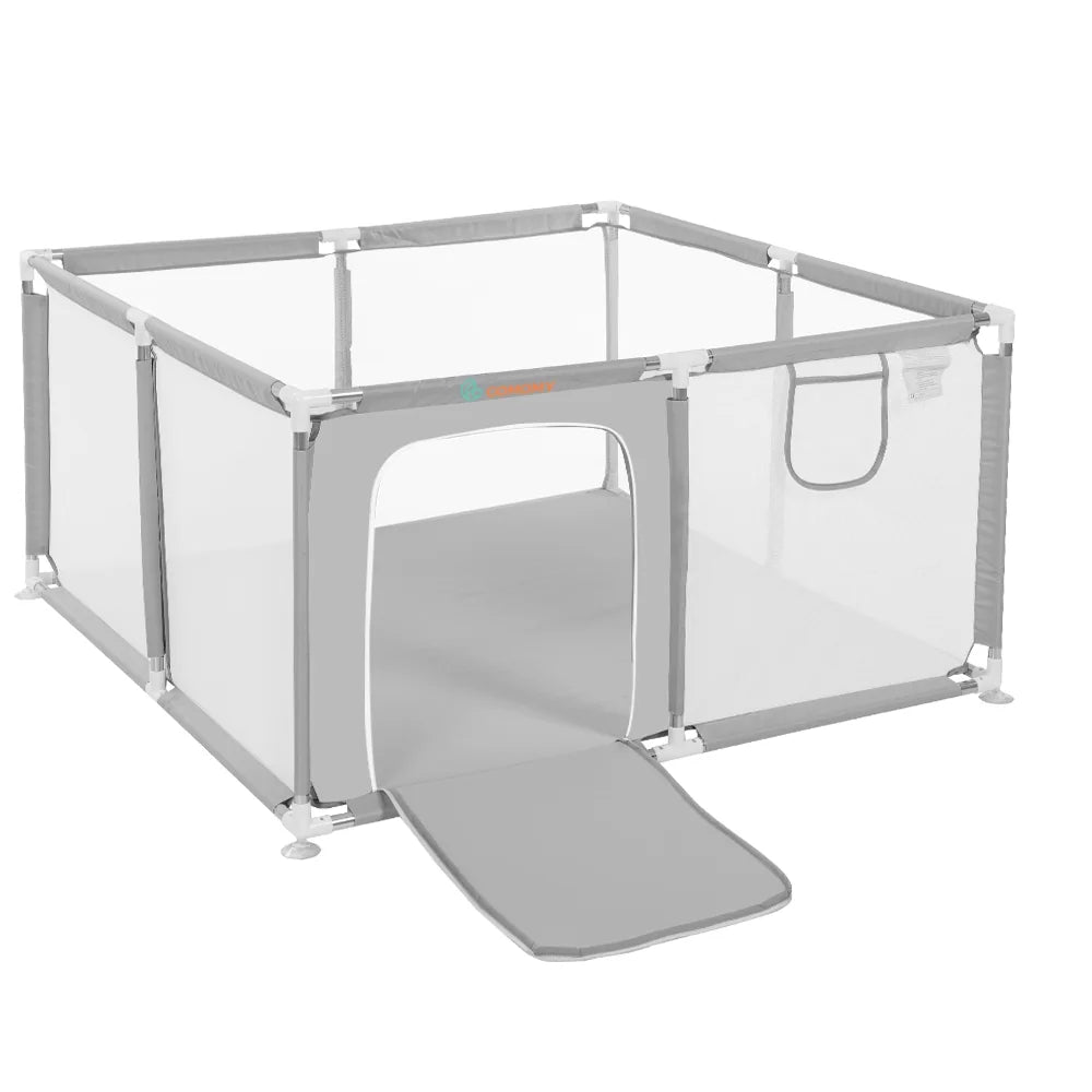 Portable 4-Panel Baby Playpen with Basketball Hoop Z765703