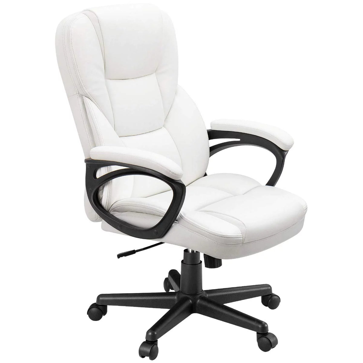 Black Faux Leather High-Back Executive Office Chair with Lumbar Support A28031
