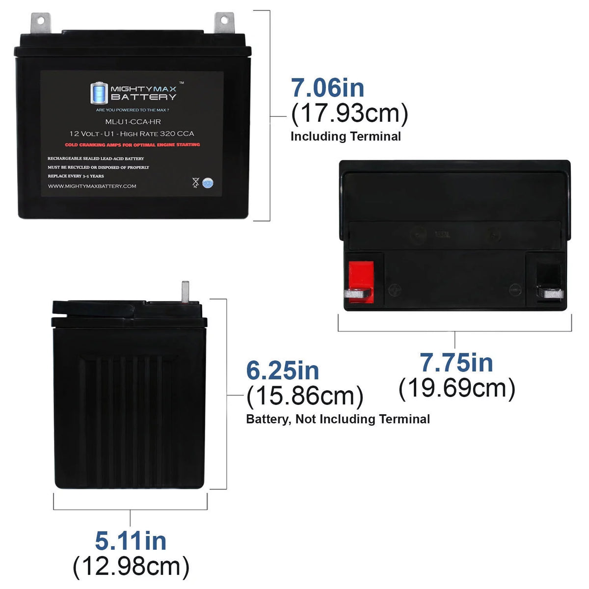 12 Volt 320 CCA Rechargeable SLA AGM Battery R733