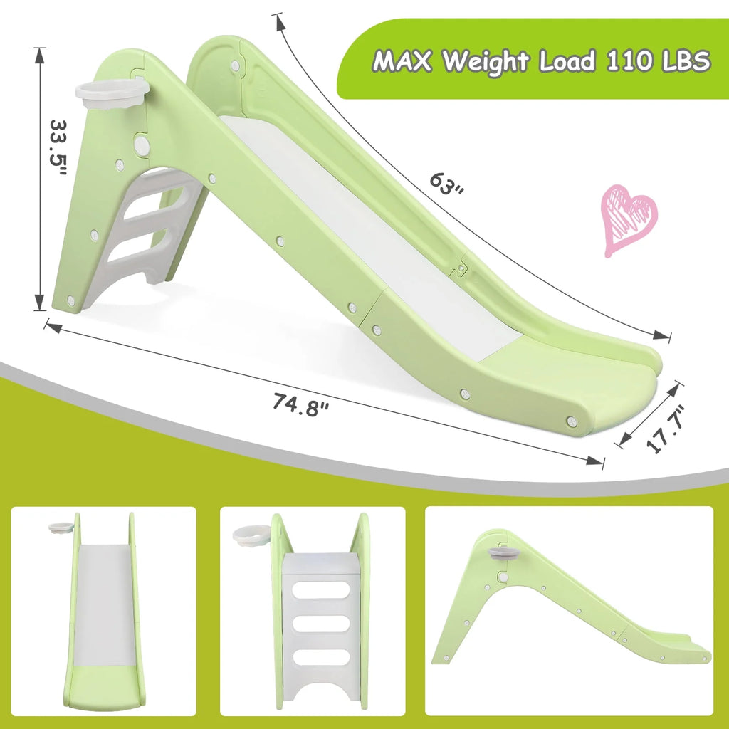 Kids Slide Playset with Basketball Hoop and Ball Y6685
