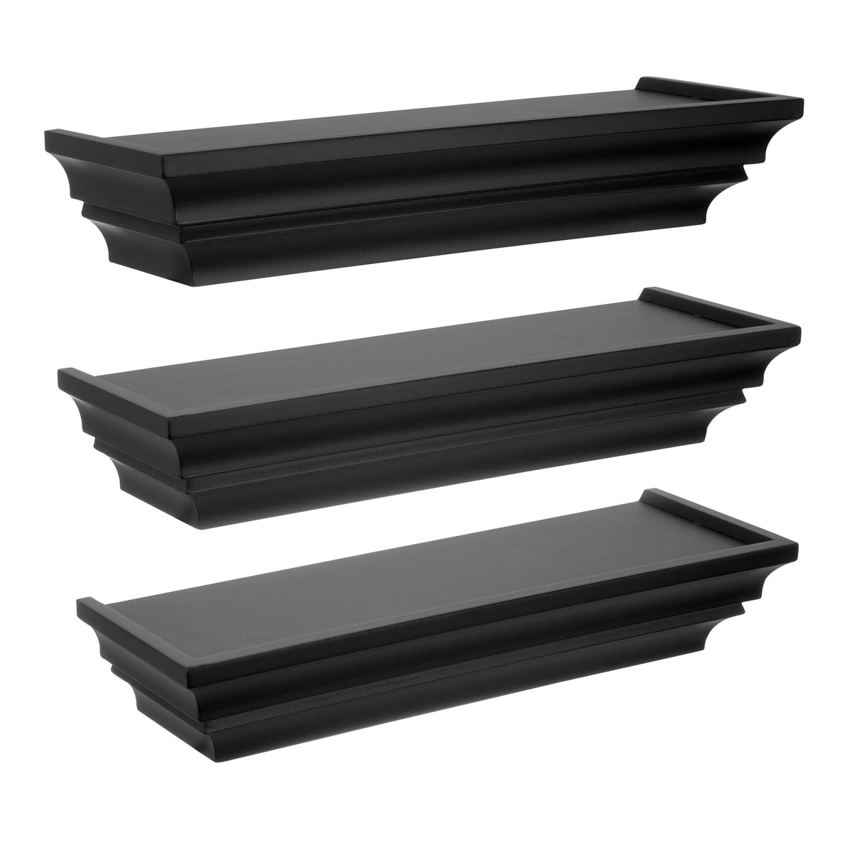 Black Set of 3 Contoured Wall Ledge & Shelf E171721