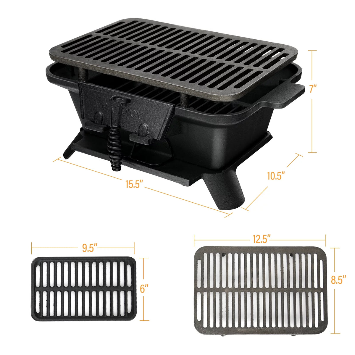 Portable Heavy Duty Cast Iron Charcoal Grill U35719