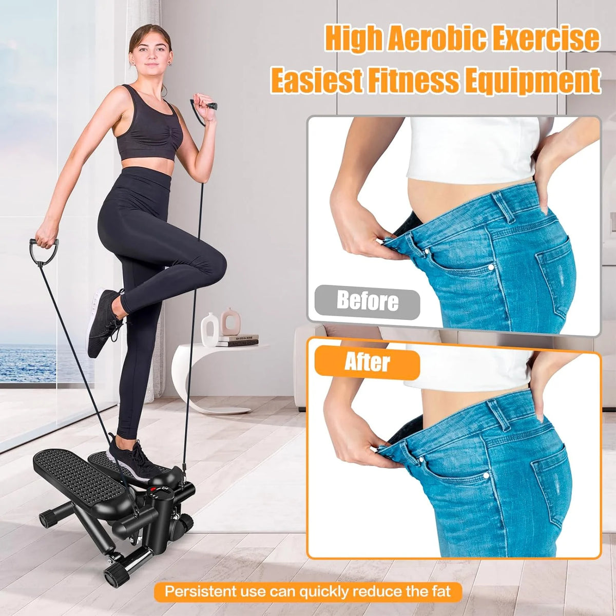 Mini Stepper with LCD and Resistance Bands J9320