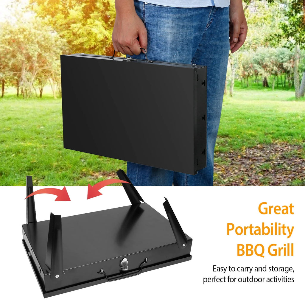Portable Charcoal Grill Foldable BBQ Suitcase Grill L1642