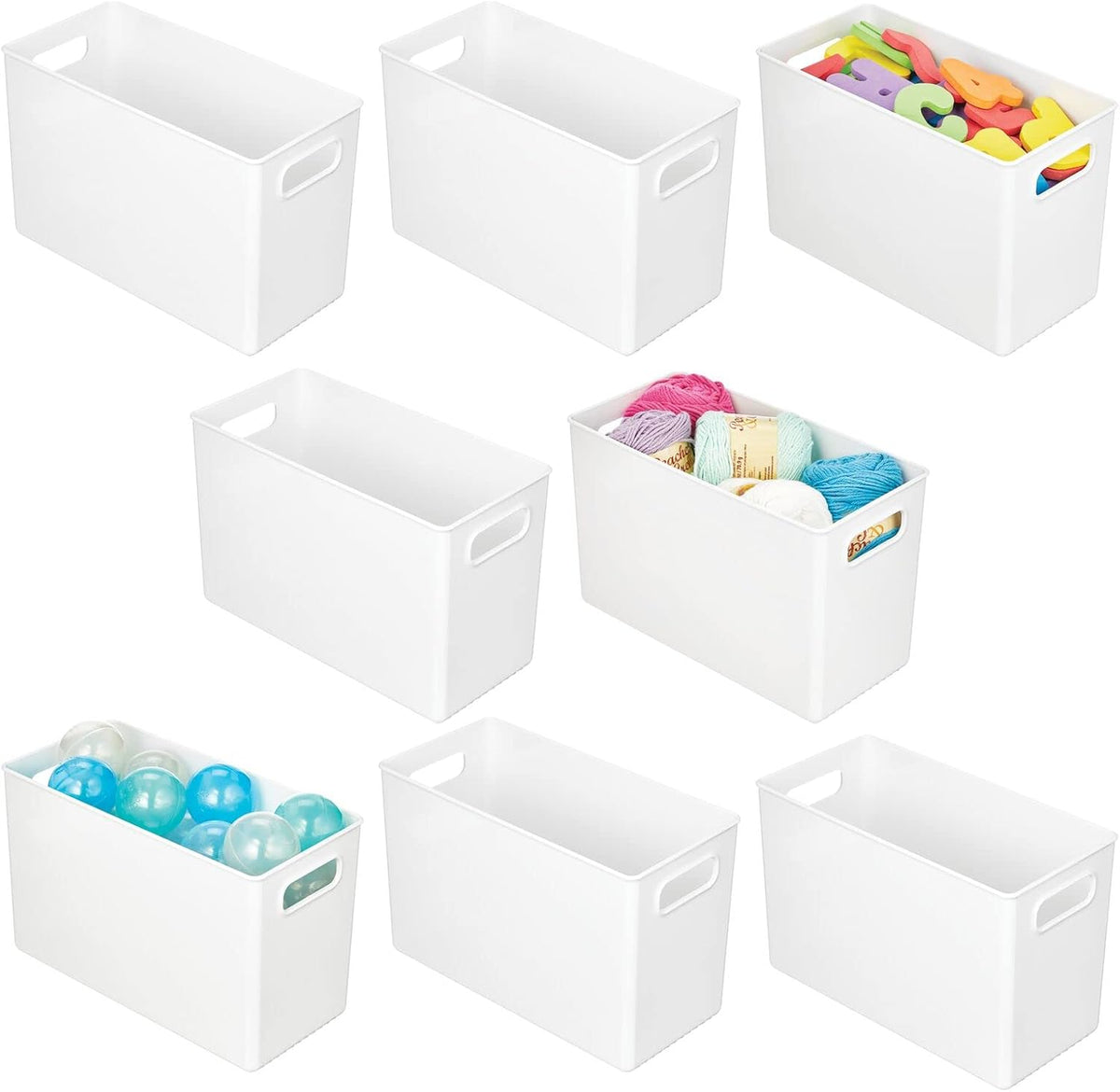 White 8 Pack Plastic Storage Organizer Bin P115