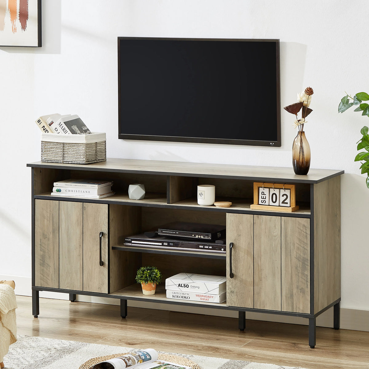 Espresso TV Stand with Storage and Cabinet U416798