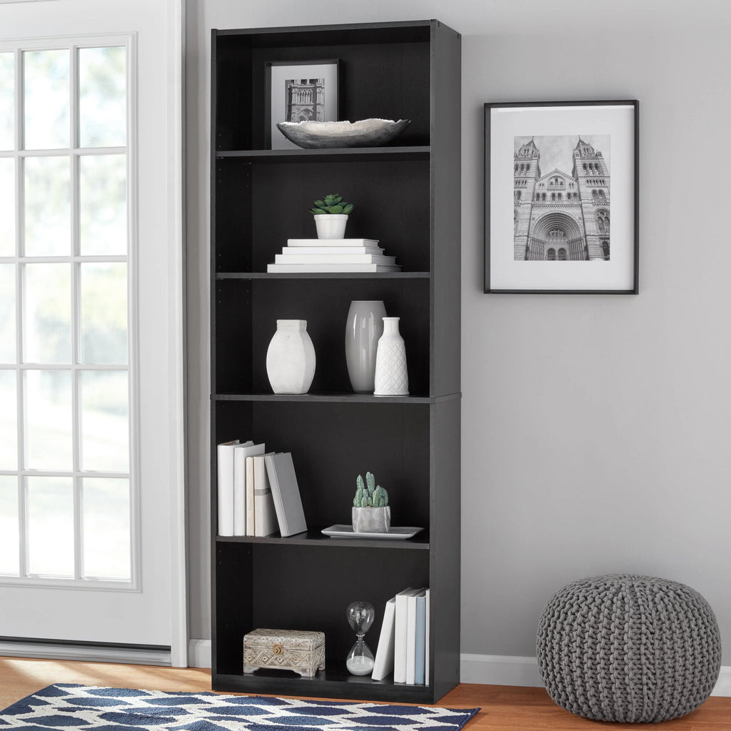 White 5-Shelf Bookcase with Adjustable Shelves Q19925