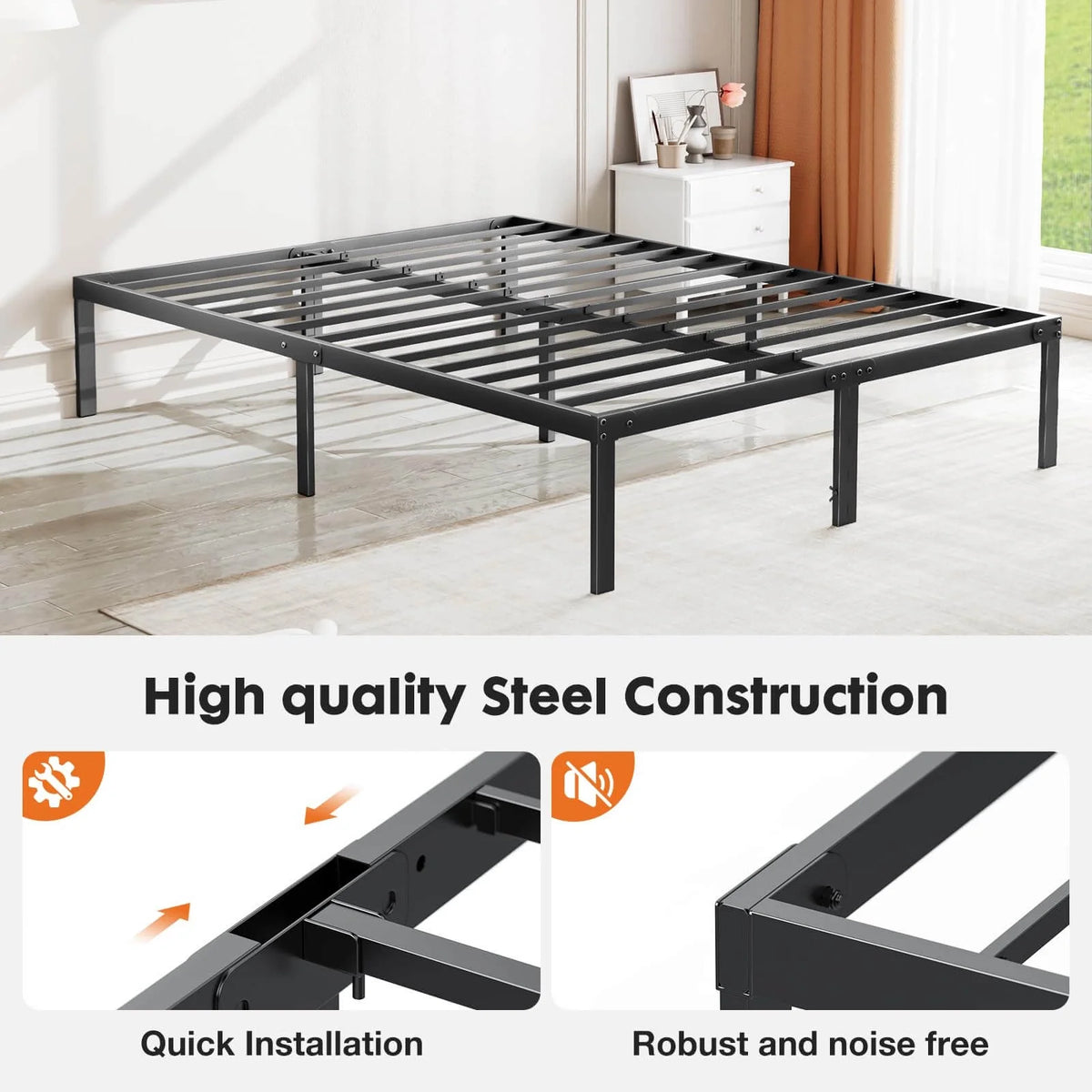 Queen Storage Metal Platform Bed Frame R1634