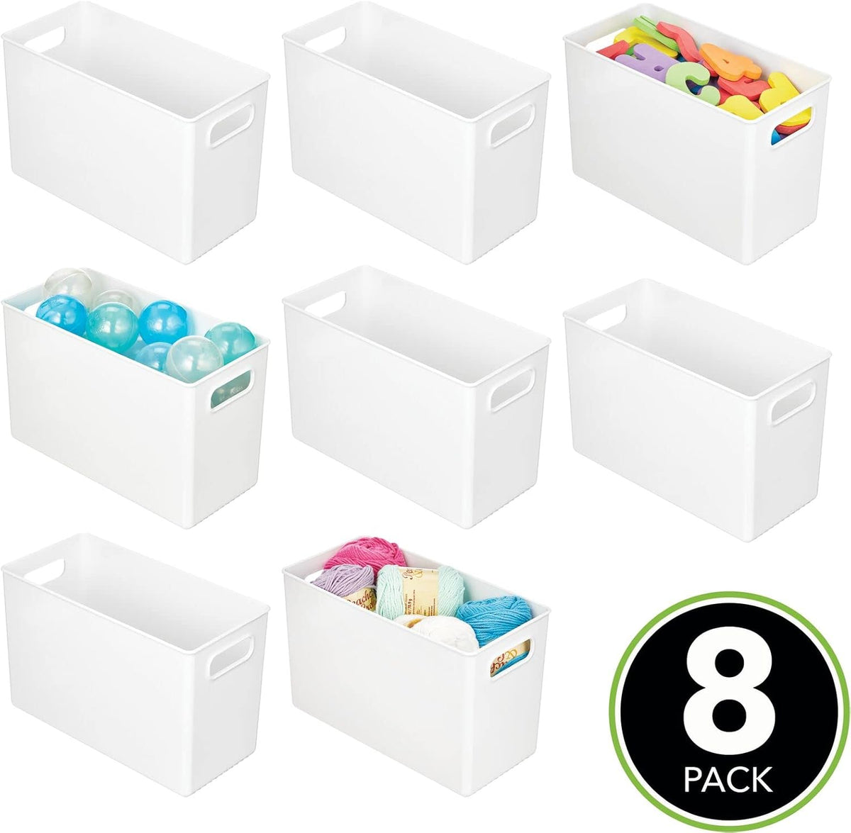 White 8 Pack Plastic Storage Organizer Bin P115
