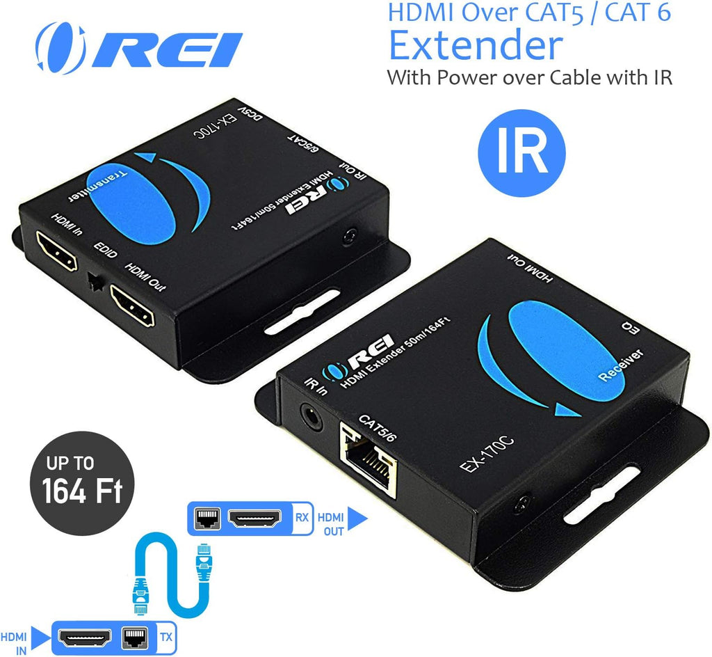 HDMI Extender Over CAT5/CAT6 with IR Upto 164 Feet 1080P Full HD Pack of 2 U205