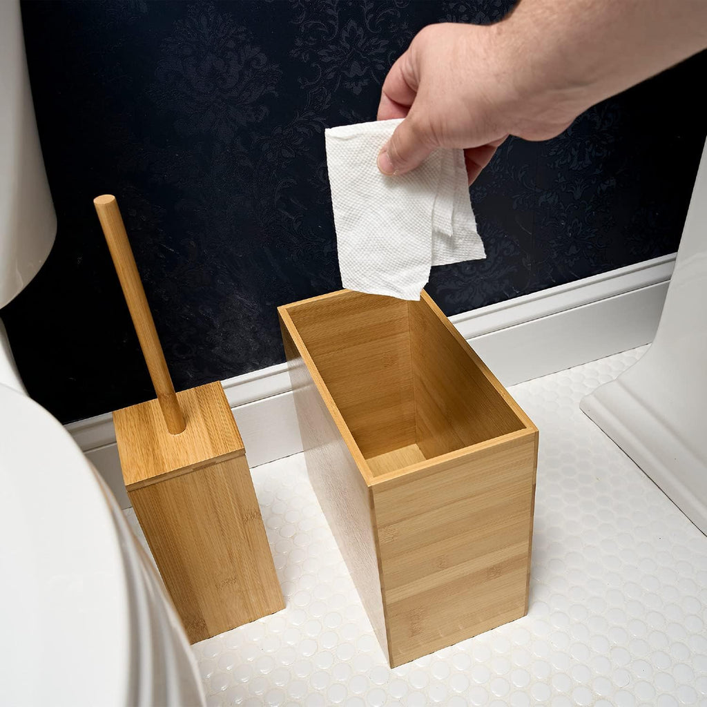 Bamboo Bathroom Trash Can 3 Piece Set A971